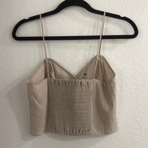 Express Linen Crop Top w/ Buttons - Picture 3 of 3